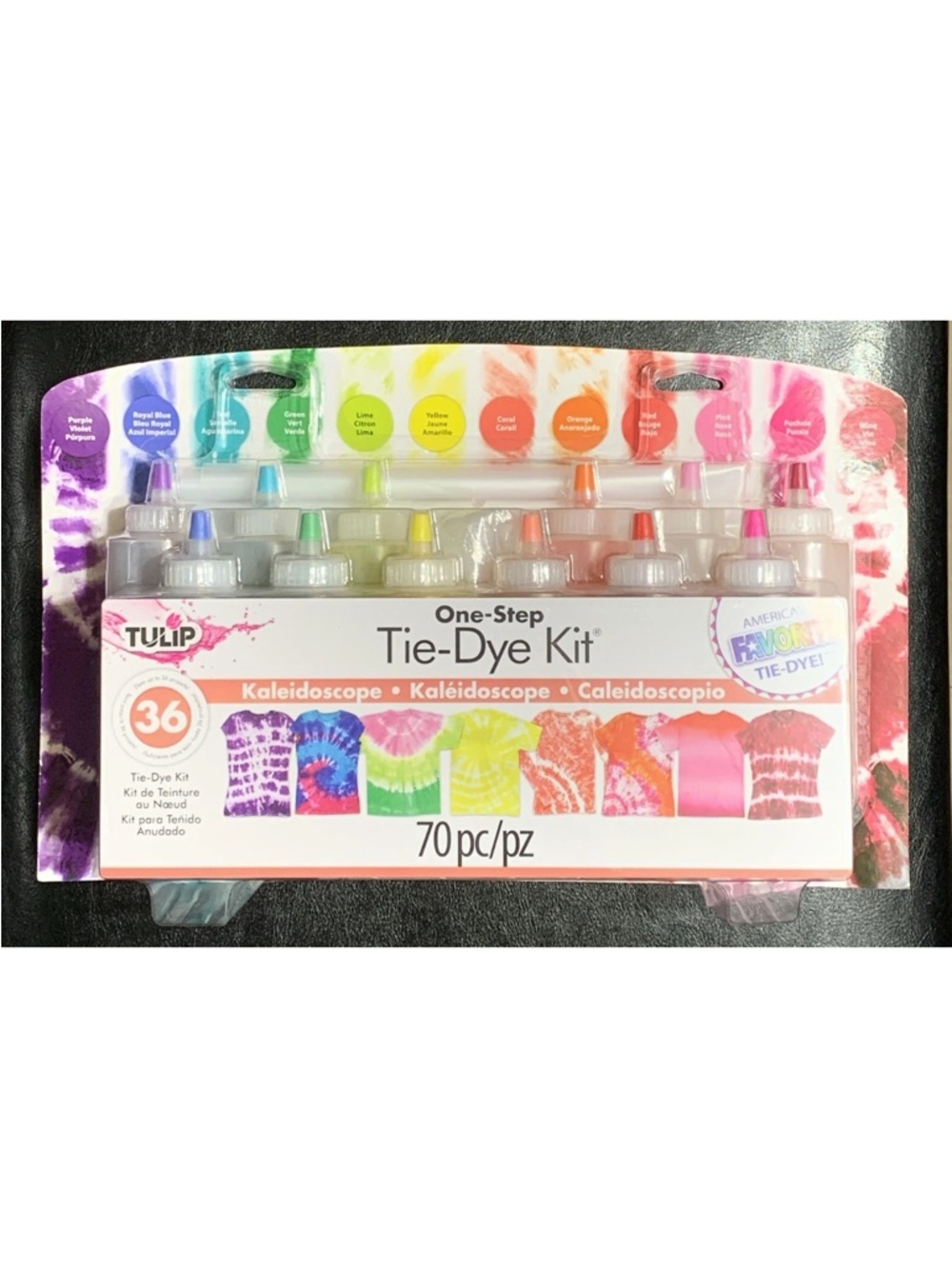 Tulip One Step Tie Dye Kit Kaleidoscope 70 pc 12 Colors Dyes Up To 36 Projects